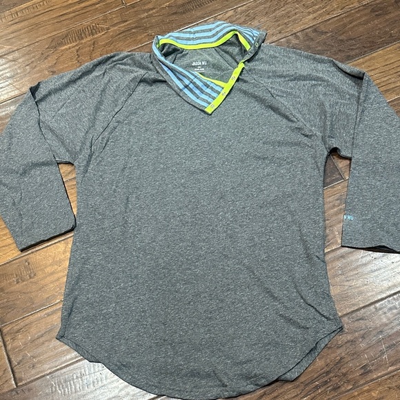 Jason Wu Charcoal Long Sleeve Shirt with Striped Collar - Picture 1 of 4